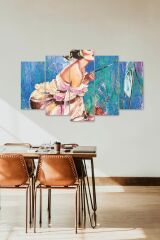 Ressam Kadın 5 Parçalı Mdf Tablo 60 x 100