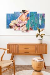 Ressam Kadın 5 Parçalı Mdf Tablo 60 x 100