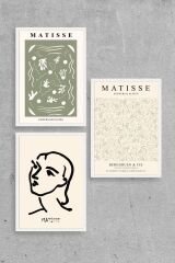 Matisse Üçlü Ahşap Çerçeveli Tablo 23 x 30