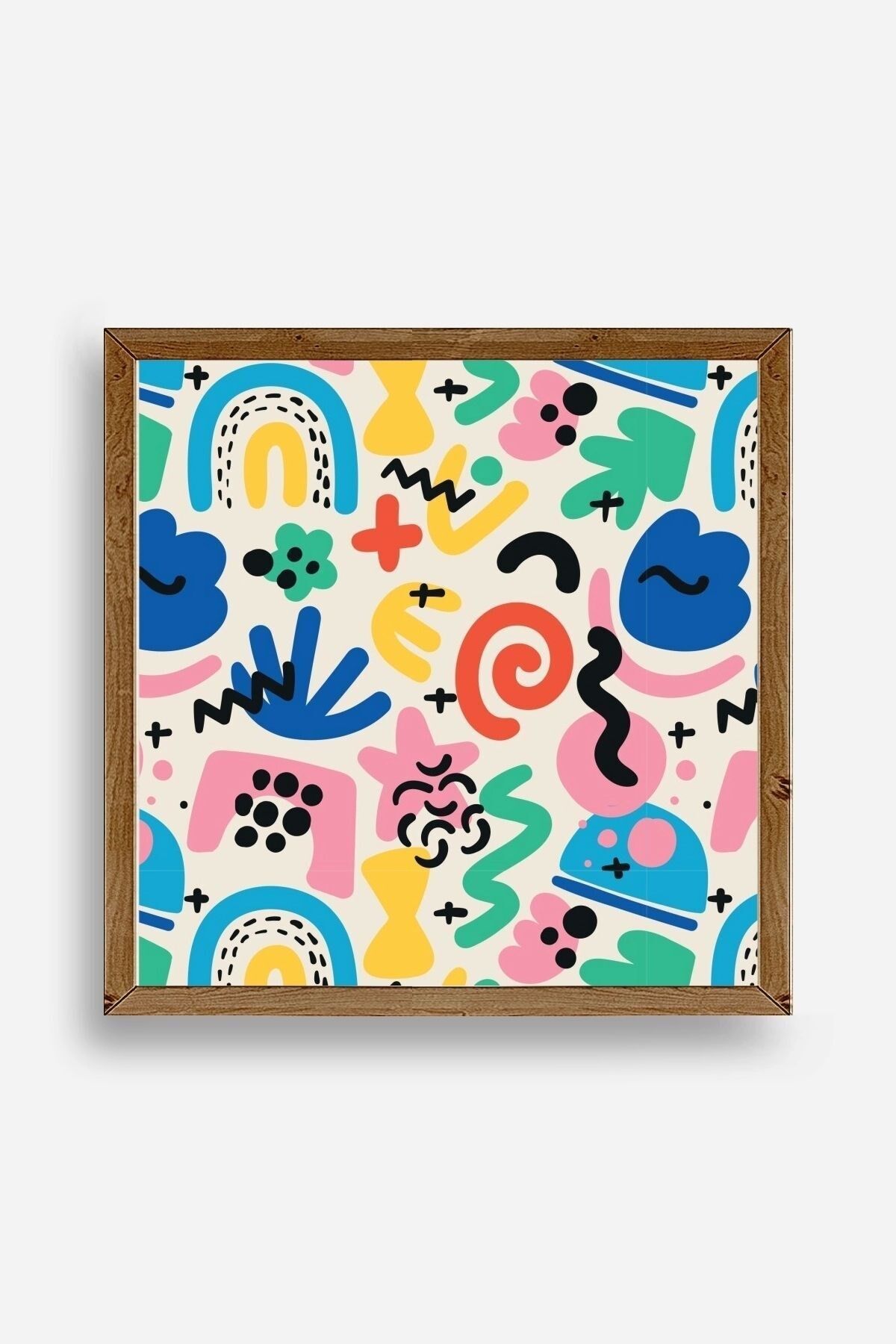 Soyut Ahşap Çerçeveli Tablo 50 x 50