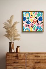 Soyut Ahşap Çerçeveli Tablo 42 x 42