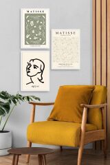 Matisse Üçlü Ahşap Çerçeveli Tablo 40 x 60