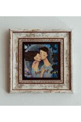 Sarılan Sevgililer Çerçeveli Taş Tablo , Çerçeveli Taş Duvar Dekoru 20 cm