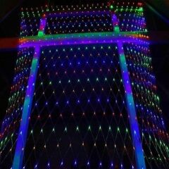 BUFFER® 1x2 Metre Dekoratif File Ağ Perde 192 LED 8 Animasyonlu Farklı Işık Modu RGB Fişli