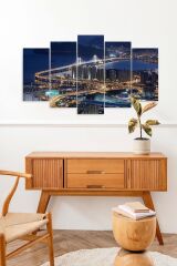 Şehir Manzarası 5 Parçalı Mdf Tablo 60 x 100