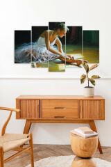 Kadın Kuğu 5 Parçalı Mdf Tablo 60 x 100