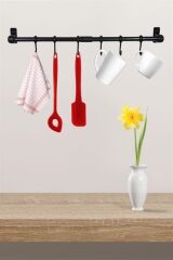 BUFFER® Duvara Monte Edilen 6 Kancalı Dekor Kaşıklık ve Kupa Askısı