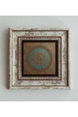 Selçuklu Motifi Gergi Tavan Çerçeveli Taş Tablo , Çerçeveli Taş Duvar Dekoru 20 cm