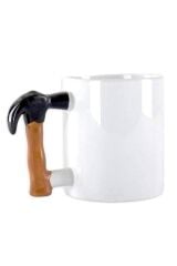 BUFFER® İlginç Hediyelik Çekiç Kulplu Tasarımlı Seramik Kupa Bardağı