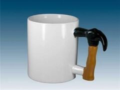 BUFFER® İlginç Hediyelik Çekiç Kulplu Tasarımlı Seramik Kupa Bardağı