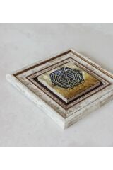 Kufi Bismillah Çerçeveli Taş Tablo , Çerçeveli Taş Duvar Dekoru 20 cm