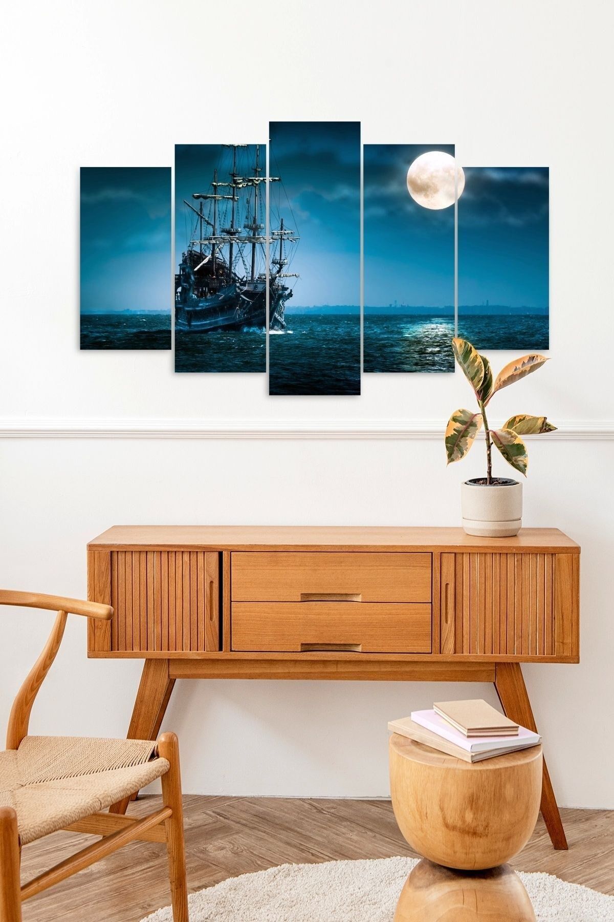 Deniz Manzarası 5 Parçalı Mdf Tablo 60 x 100