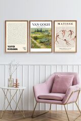 Ünlü Tablolar Üçlü Ahşap Çerçeveli Tablo 50 x 70