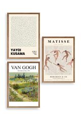 Ünlü Tablolar Üçlü Ahşap Çerçeveli Tablo 30 x 40