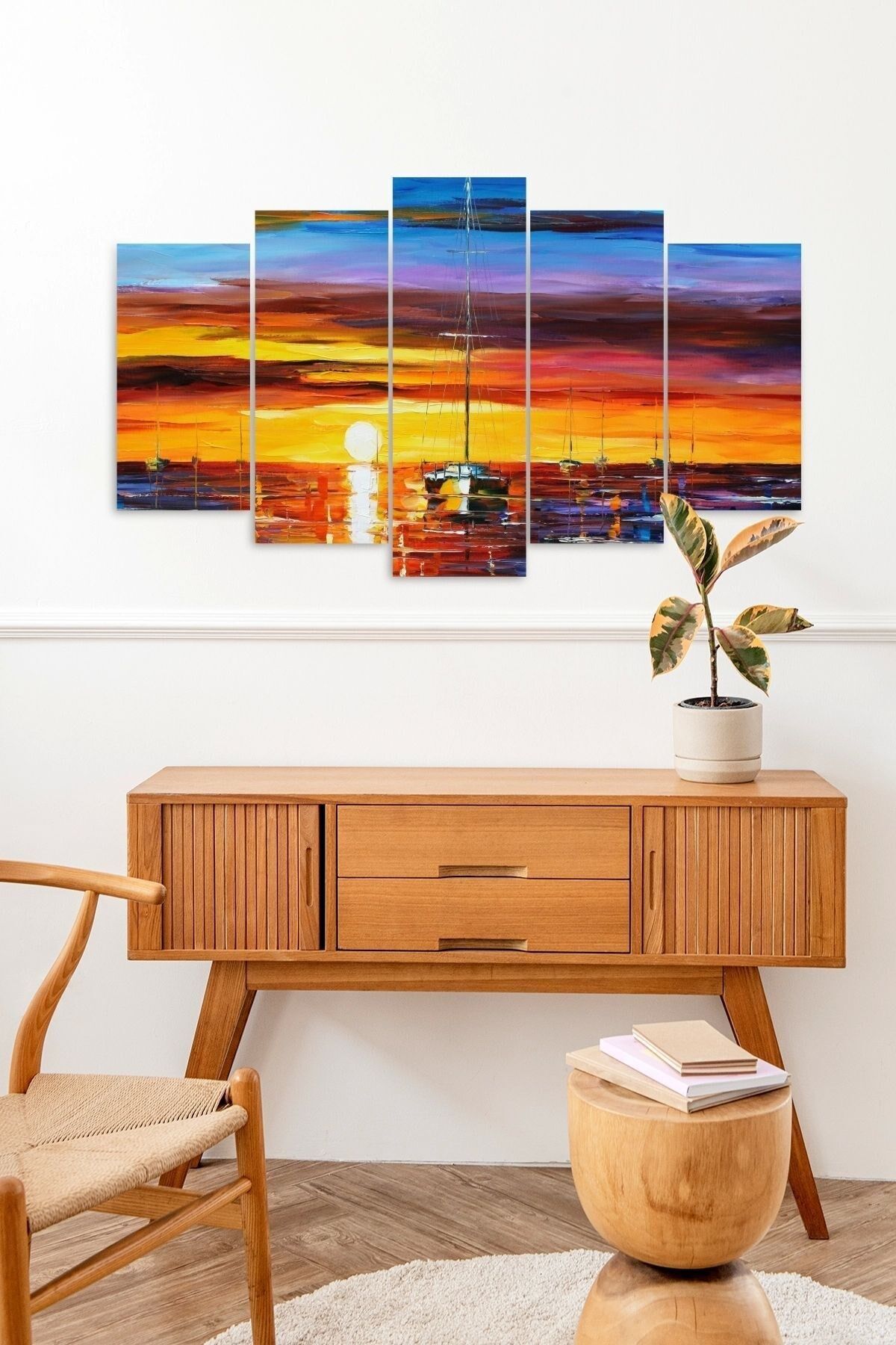 Deniz Manzarası 5 Parçalı Mdf Tablo 60 x 100