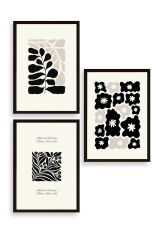 Modern Üçlü Ahşap Çerçeveli Tablo 23 x 30