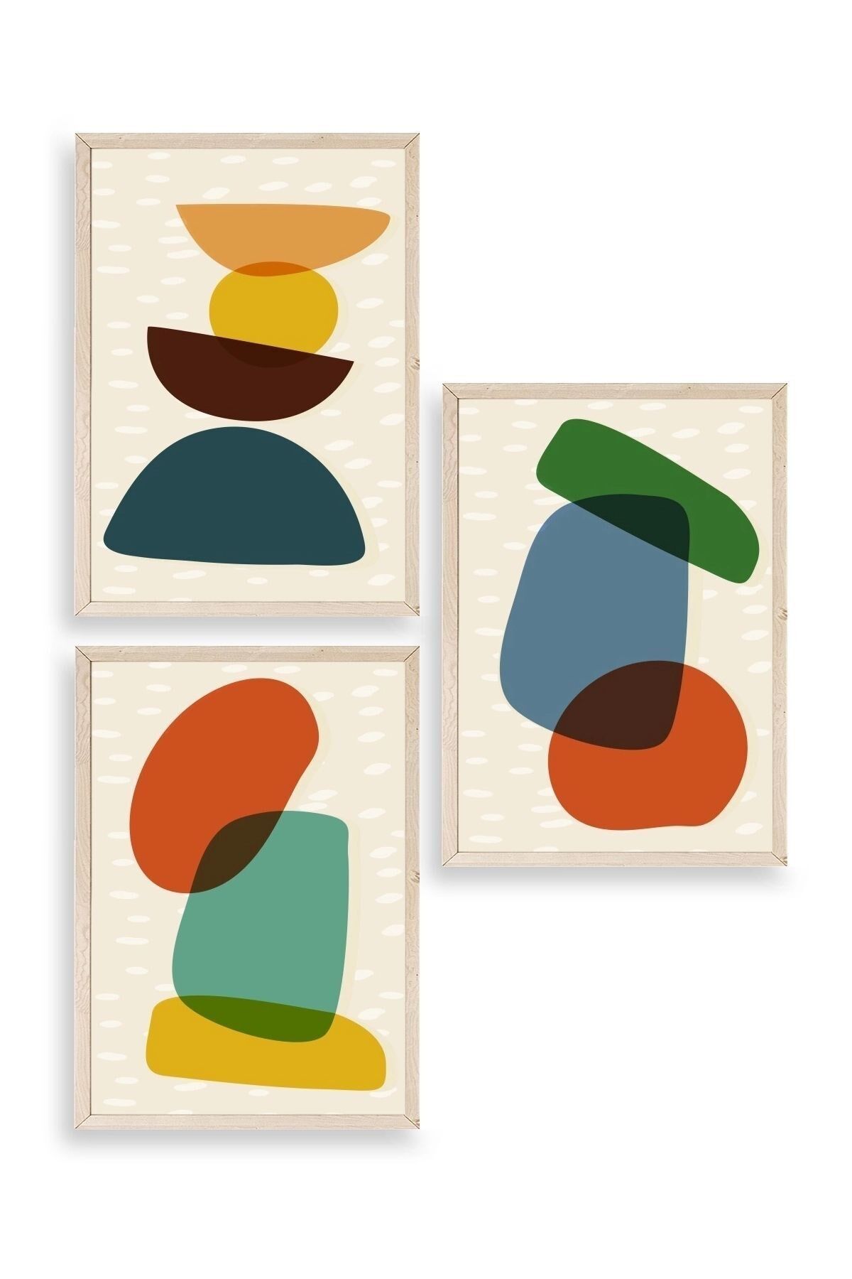 Rahatlatıcı Desenler Üçlü Ahşap Çerçeveli Tablo 23 x 30