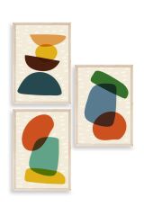 Rahatlatıcı Desenler Üçlü Ahşap Çerçeveli Tablo 17 x 23