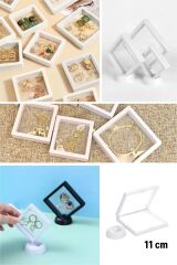 BUFFER® 11x11cm Standlı 3D Takı Ziynet Hatıra Koleksiyon Saklama Kutusu Şeffaf Film Çerçevesi