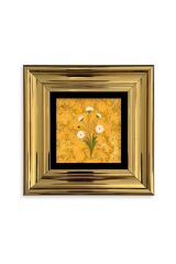 Ebru Sanatı Çiçek Çerçeveli Taş Tablo 20 cm