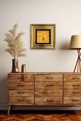 Ebru Sanatı Çiçek Çerçeveli Taş Tablo 20 cm