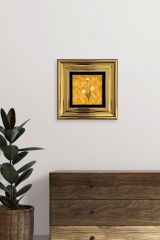 Ebru Sanatı Çiçek Çerçeveli Taş Tablo 20 cm