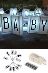 BUFFER® 10lu Lightbox Işıklı Harf Mesaj Panosu Dekoratif  Harf Işık Zinciri