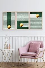 Yuvarlak Top Desenli Üçlü Ahşap Çerçeveli Tablo 17 x 23