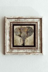 Fil Çerçeveli Taş Tablo , Çerçeveli Taş Duvar Dekoru-enkcrcvtbl-00105 20 cm