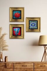 Mistik 3 lü Set Çerçeveli Taş Tablo 20 cm