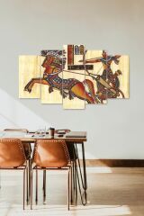 At Ok Kadın Manzara 5 Parçalı Mdf Tablo 60 x 100