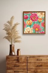 Çiçek Ahşap Çerçeveli Tablo 42 x 42