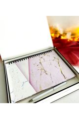 Ahşap Kutulu Ahşap Defter Kalem Seti - Pembe2