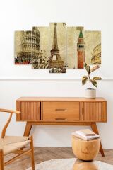 Tarihi Mekanlar 5 Parçalı Mdf Tablo 60 x 100
