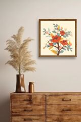 Çiçek Ahşap Çerçeveli Tablo 50 x 50
