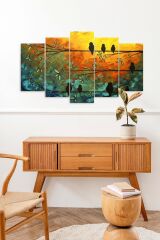 Kuşlar 5 Parçalı Mdf Tablo 60 x 100
