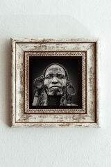 Afrikalı Kadın Çerçeveli Taş Tablo , Çerçeveli Taş Duvar Dekoru-enkcrcvtbl-00195 20 cm