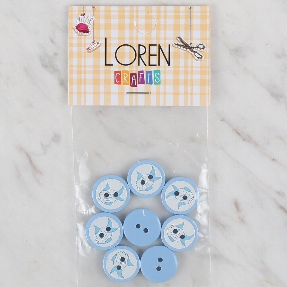 Loren Crafts mavi 8 li balık düğme - 575