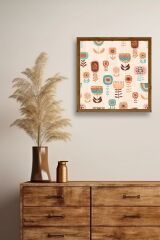 Çiçekler Ahşap Çerçeveli Tablo 50 x 50