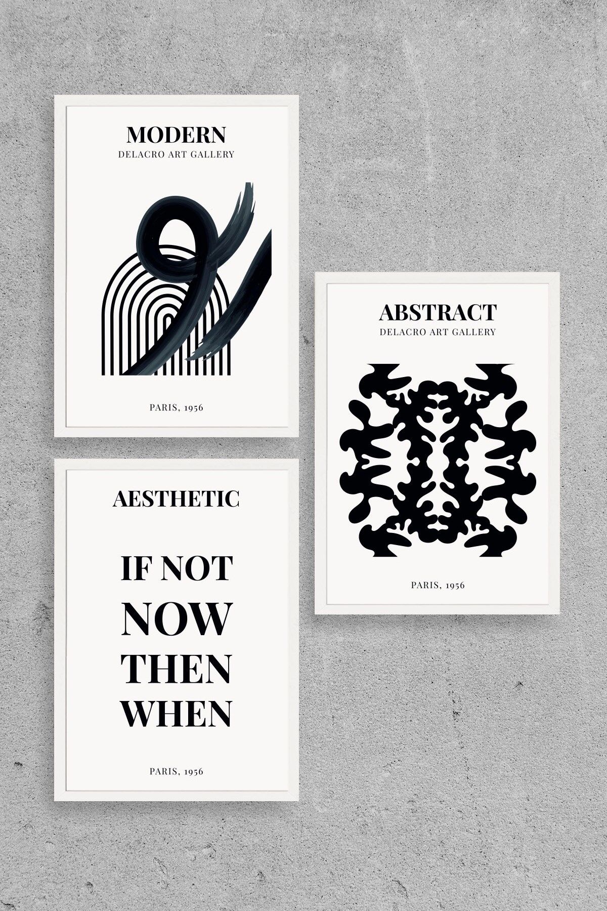 Modern Üçlü Ahşap Çerçeveli Tablo 50 x 70