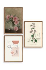 Çiçek Üçlü Ahşap Çerçeveli Tablo 30 x 40