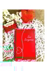 Sevgililer Günü Seni Seviyorum Yazılı Ahşap Defter Kalem Seti - Kırmızı