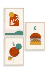 Manzara Üçlü Ahşap Çerçeveli Tablo 17 x 23