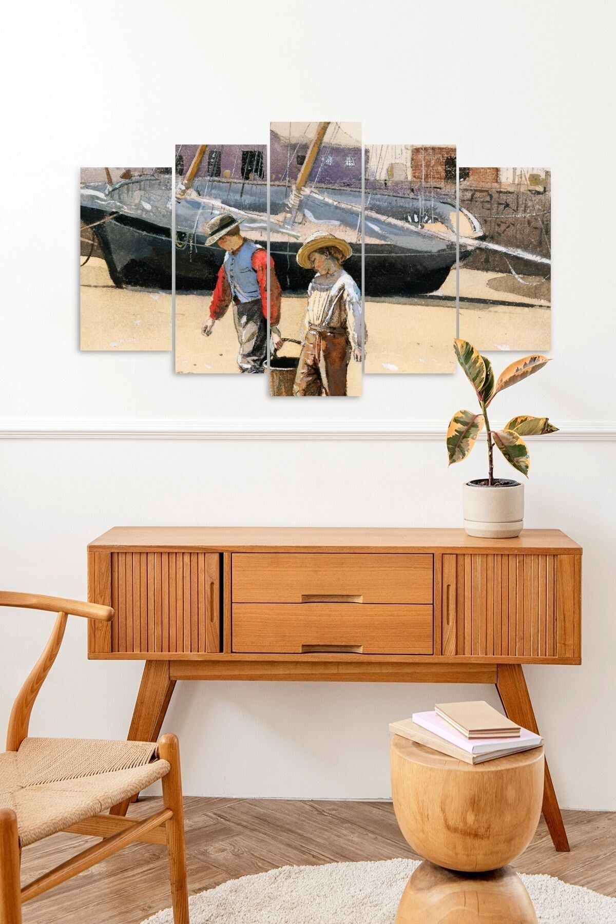 İnsan Manzarası 5 Parçalı Mdf Tablo 60 x 100