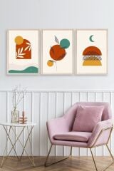 Manzara Üçlü Ahşap Çerçeveli Tablo 50 x 70