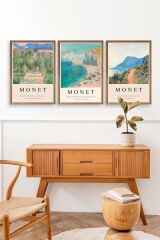 Monet Üçlü Ahşap Çerçeveli Tablo 23 x 30