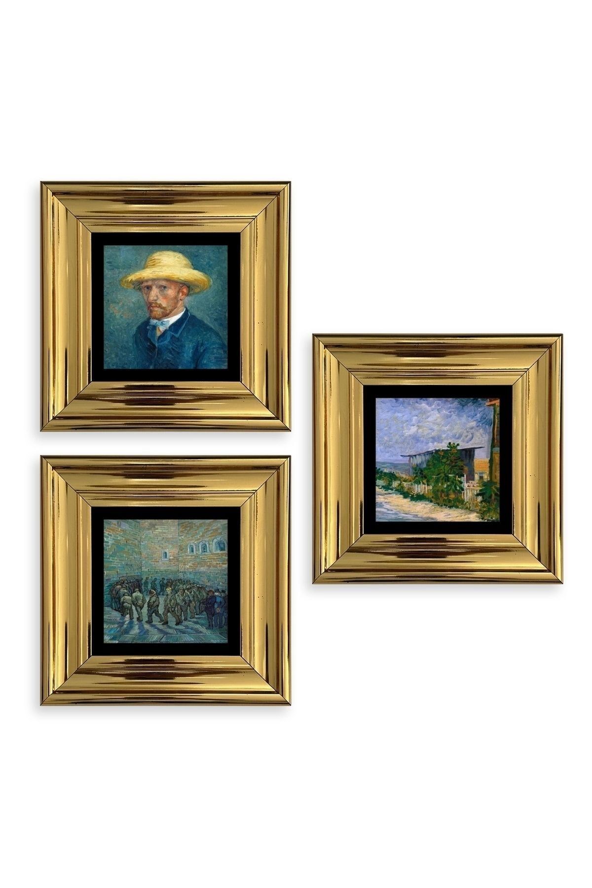 Van Gogh 3 lü Set Çerçeveli Taş Tablo 20 cm