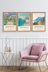 Monet Üçlü Ahşap Çerçeveli Tablo 50 x 70