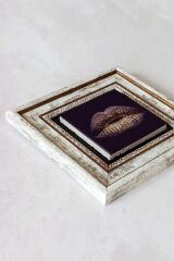 Dudak Çerçeveli Taş Tablo , Çerçeveli Taş Duvar Dekoru-enkcrcvtbl-00109 20 cm