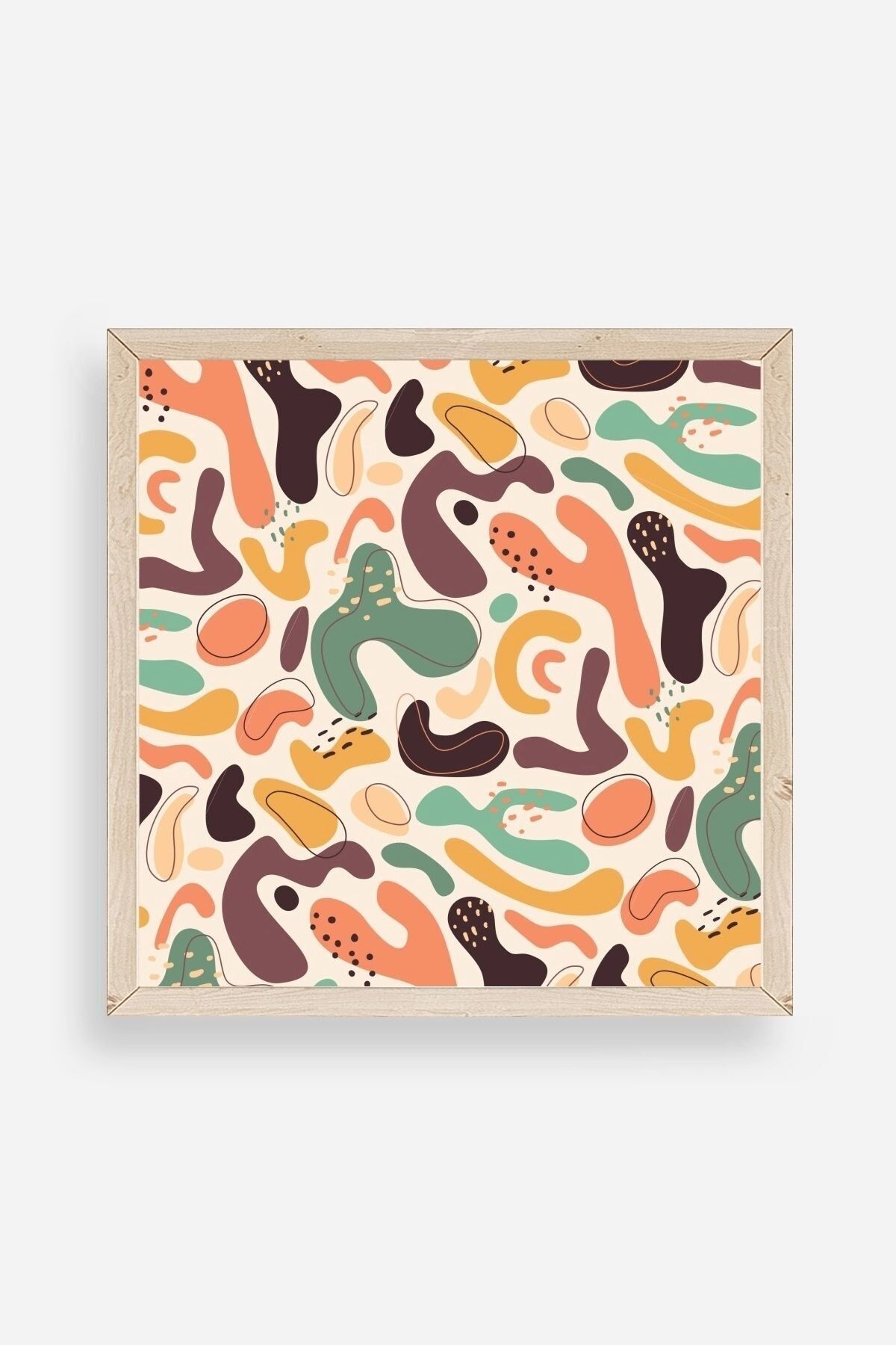 Soyut Ahşap Çerçeveli Tablo 50 x 50